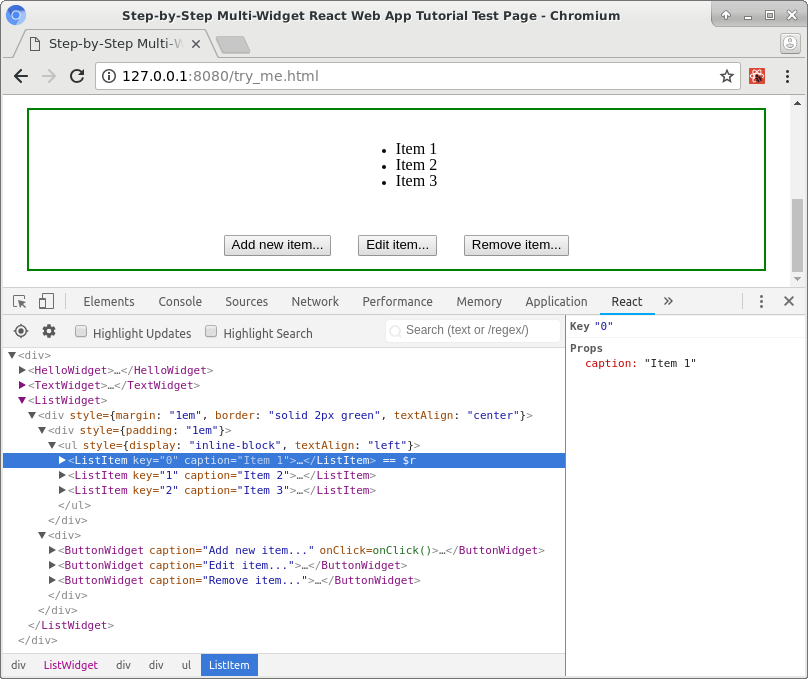 <ListItem>s in React Dev Tools.