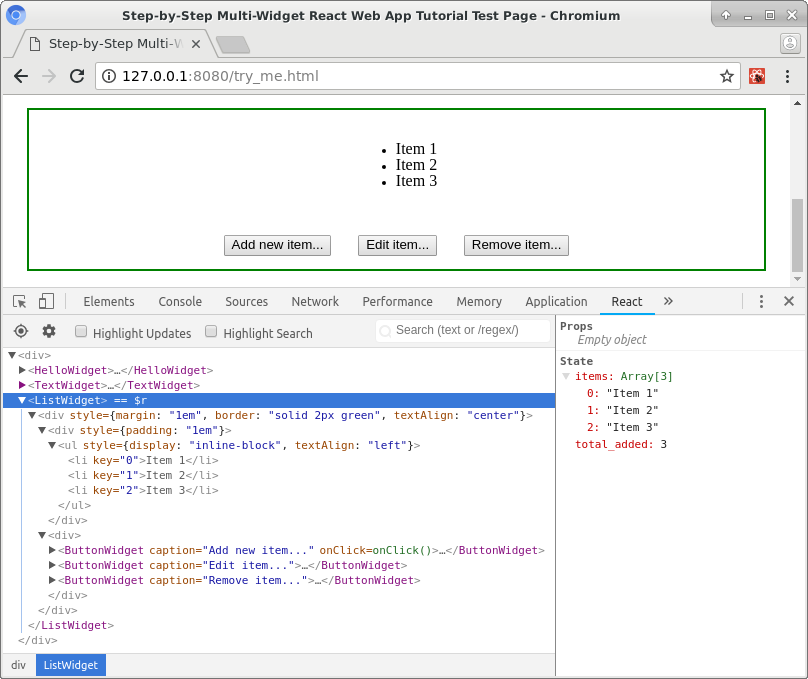 State schema is a simple array of strings.